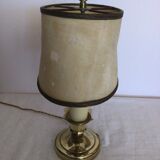 Old golden brass hot water bottle lamp with 2 arms of light