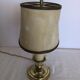 Old golden brass hot water bottle lamp with 2 arms of light