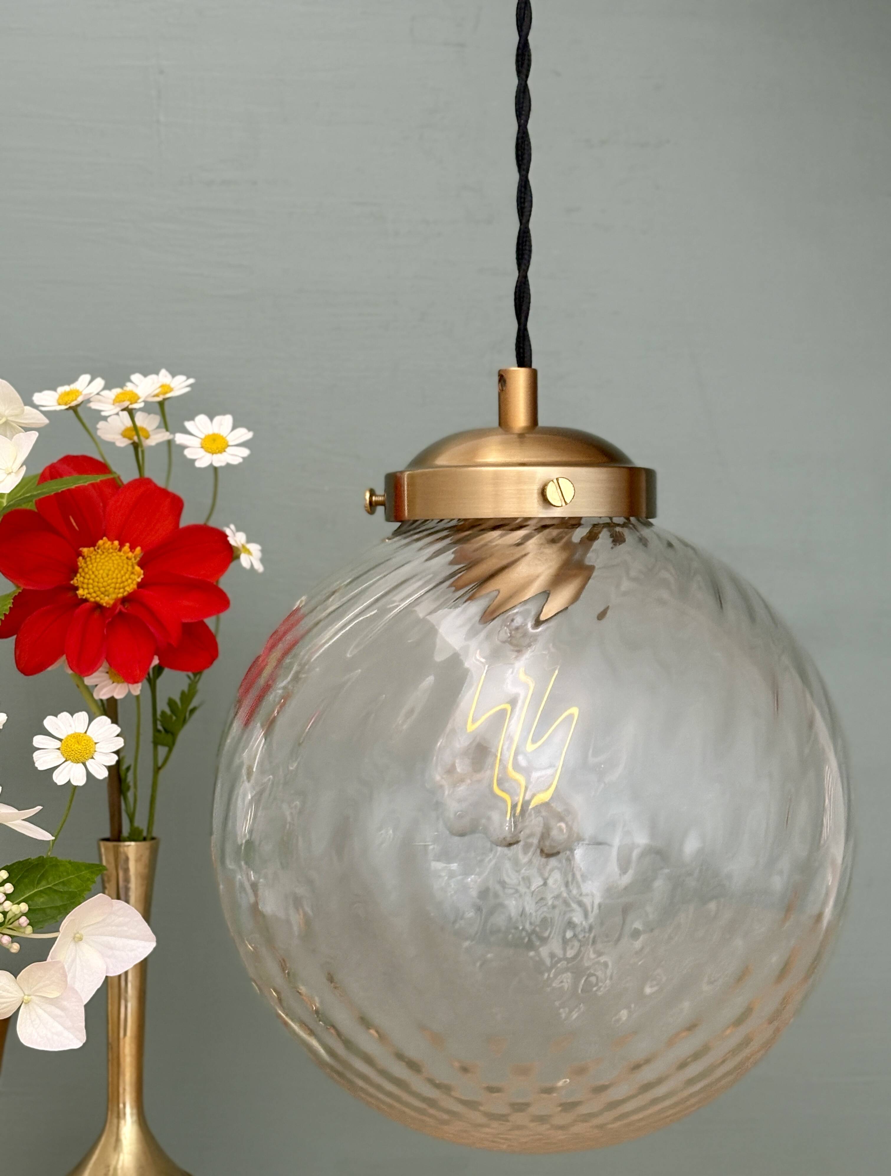 Vintage transparent glass suspension globe