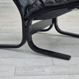 1970’s, Norwegian design, "Siesta" lounge chair by Ingmar Relling, black leather, bentwood.
