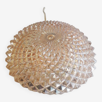 Ceiling light / Wall light - iridescent molded glass with diamond tips - 1970