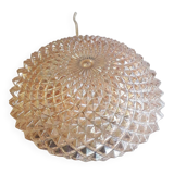 Ceiling light / Wall light - iridescent molded glass with diamond tips - 1970