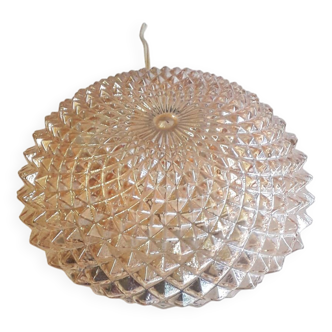 Ceiling light / Wall light - iridescent molded glass with diamond tips - 1970