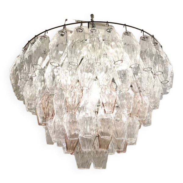 Mid-Century Murano Glass Chandelier ''Polyhedr'' by Carlo Scarpa, Italy, 1950s
