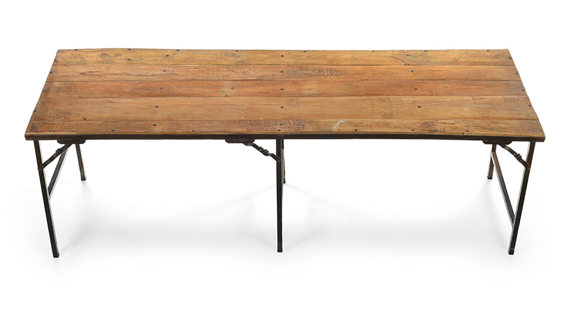 Teak and metal folding table