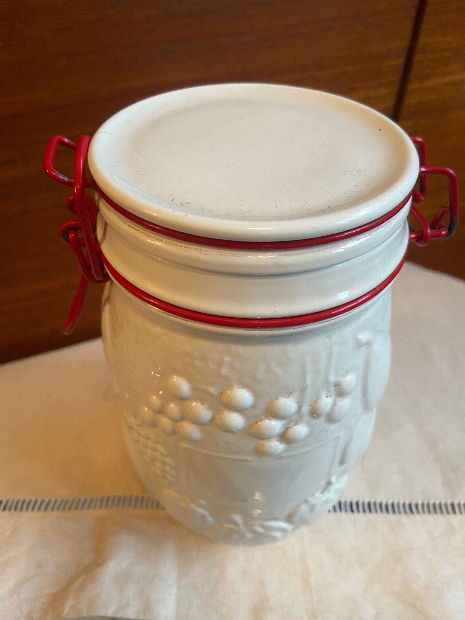 White glass jar