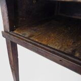 Antique farmhouse game table in solid chestnut with 1 drawer, 19th century.