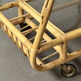 Rolling table from the 60s in bamboo