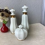 3 porcelain biscuit bottles from La Couleuvre art deco
