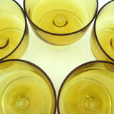 5 glasses of tempered glass champagne - amber yellow color - Cavalier Luminarc France - vintage year old