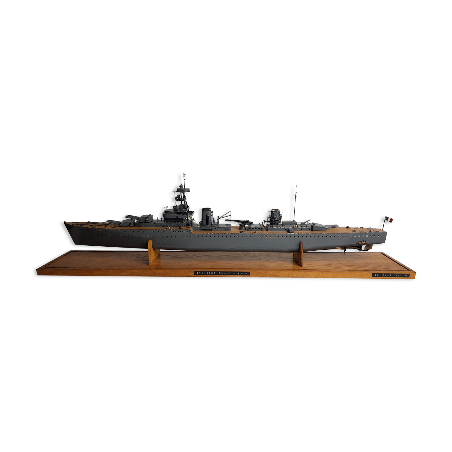 Warship model, metal cruiser "Emile Bertin" painted 90 cm with base