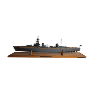 Warship model, metal cruiser "Emile Bertin" painted 90 cm with base