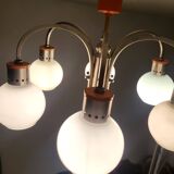 Space Age chrome and globe pendant light, Italy, 1960-70