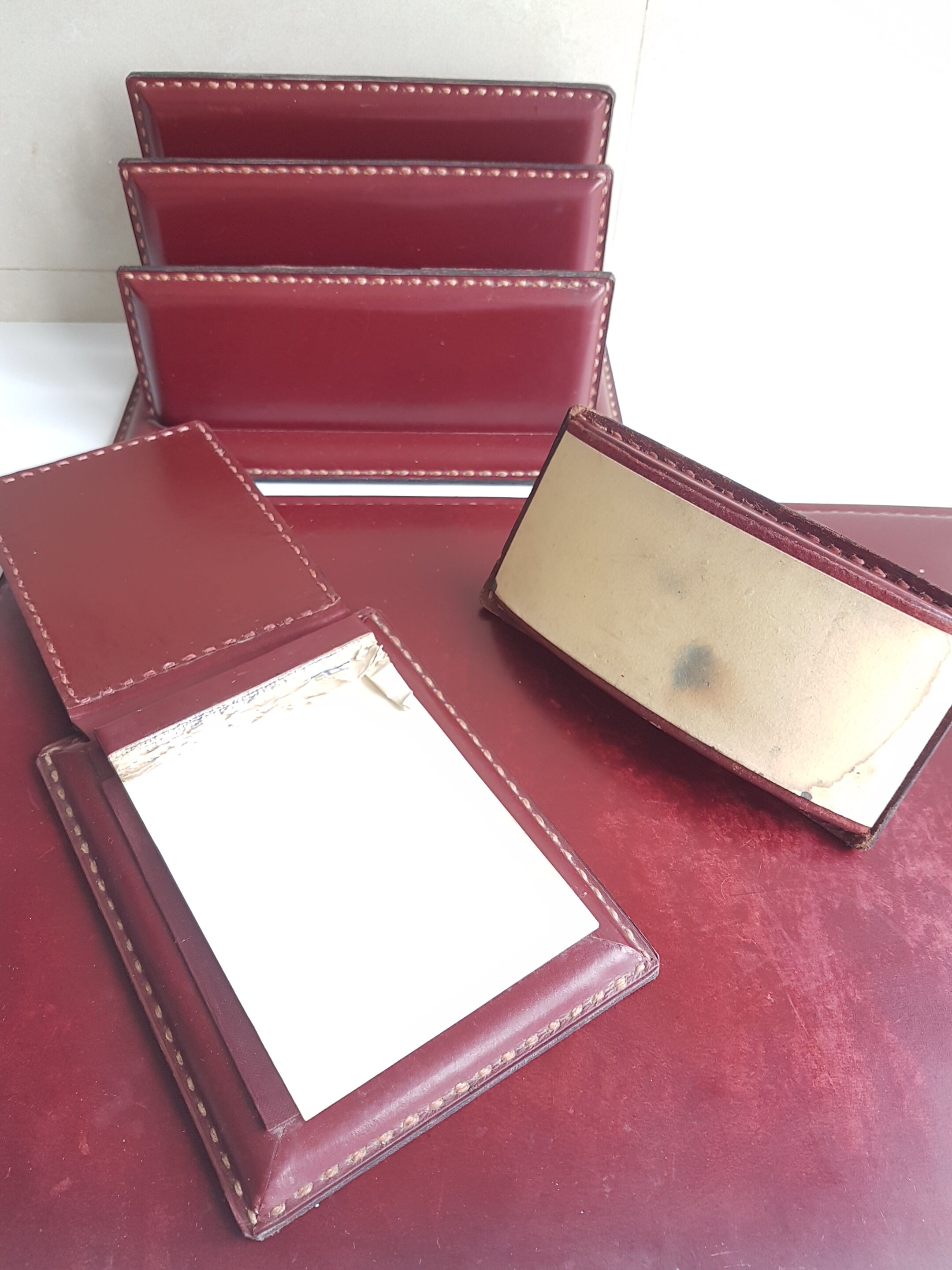 Parure bureau cuir vintage