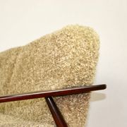Beautiful vintage three-seater sofa from the 80s with removable cushions - long pile khaki, dark beige