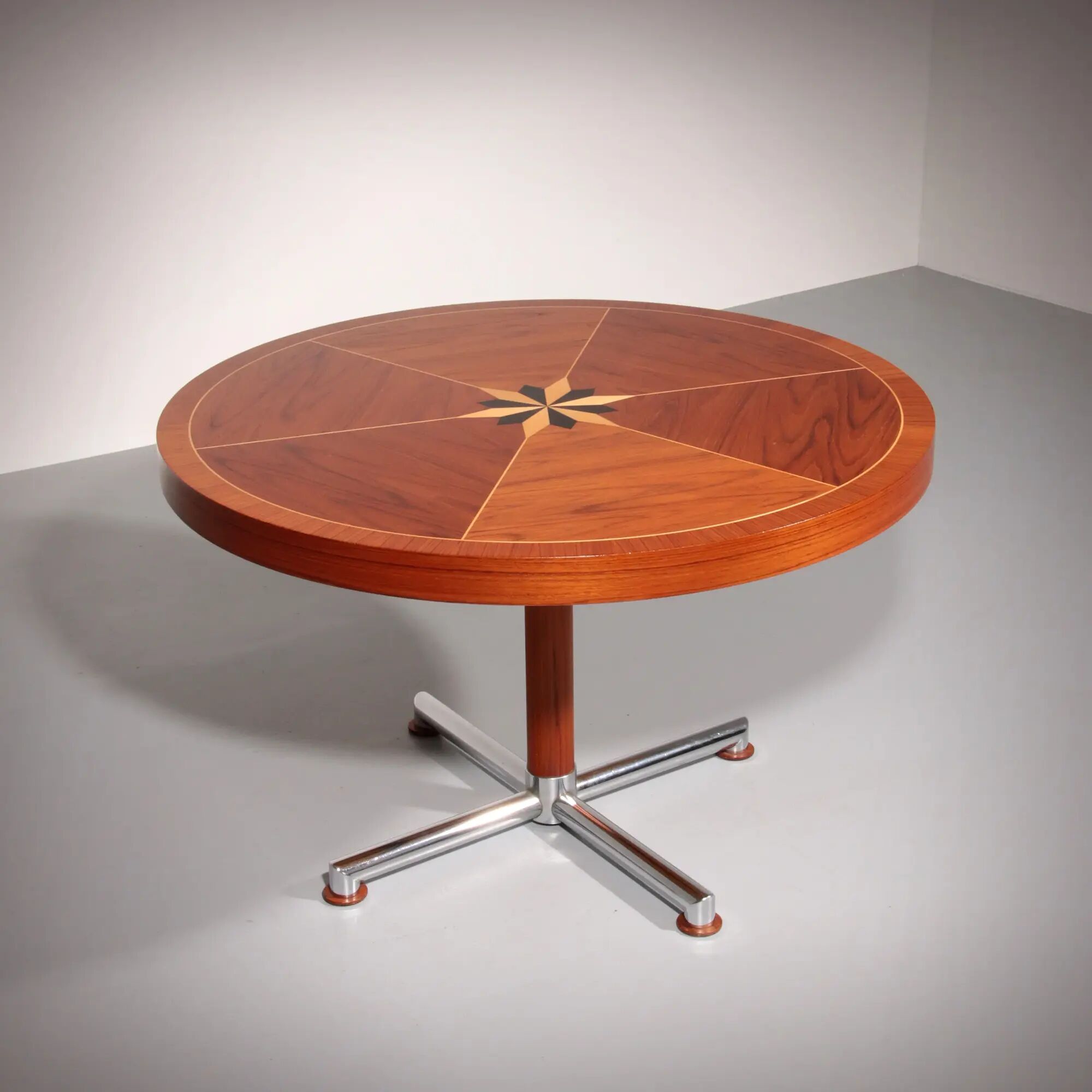 Italian mid-century dining table with stunning inlay star