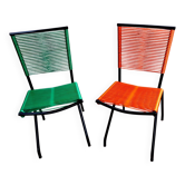 2 Scoubidou chairs designed by André Monpoix, vintage from the 1970s
