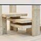 Willy Ballez travertine and cubist glass sculptural coffee table