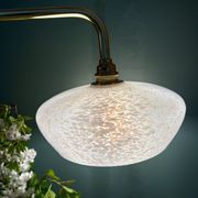 Vintage glass wall lamp with a curved arm from Clichy, white.