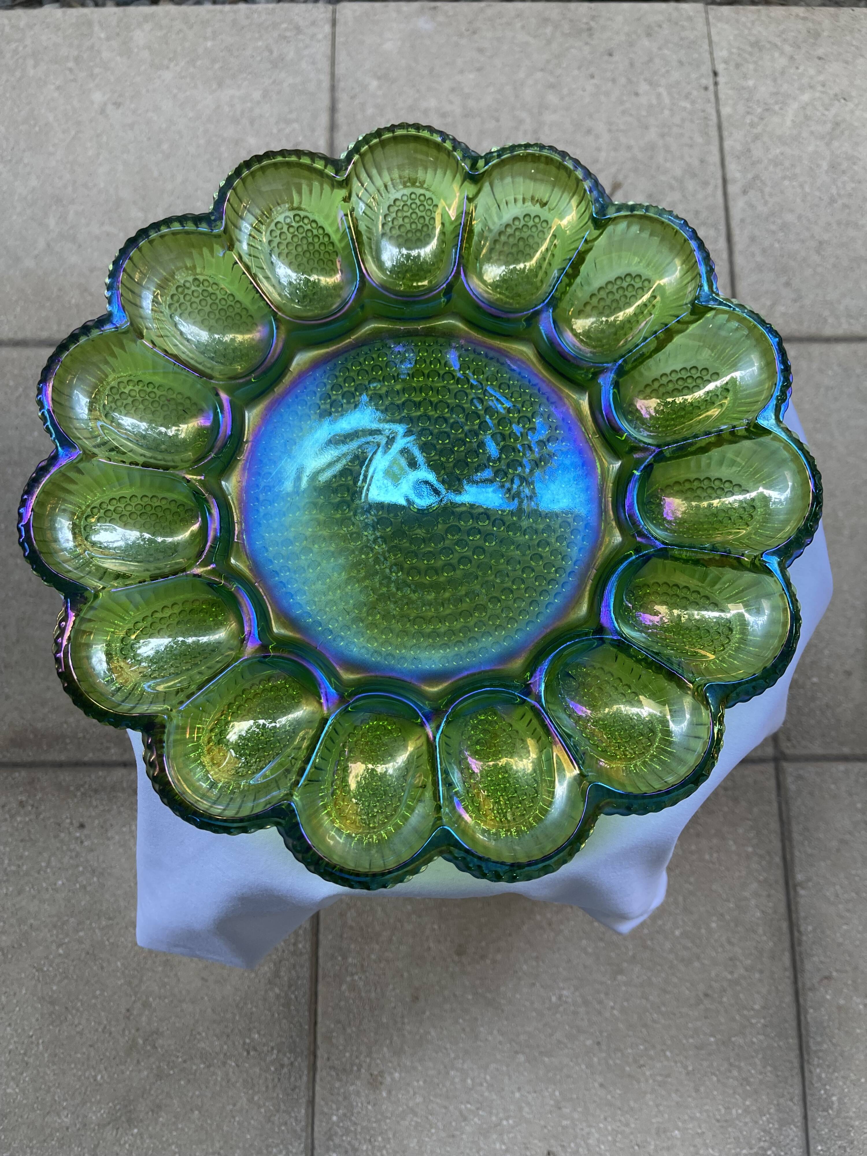 Presentation plate for stuffed eggs/oysters in studded glass