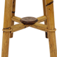 Vintage stool bamboo wood skai leather wooden tabuuret 49cm