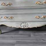 Louis XV-style patinated grey chest of drawers