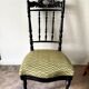 Black turned wood and green wool chair