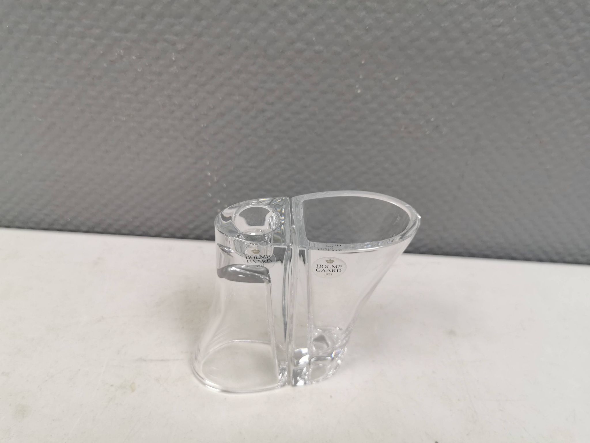 Vintage glass candlesticks/vases from the Danish Holmegaard glassworks.