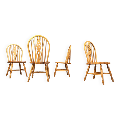 Ensemble de 4 chaises de salle à manger vintage Ercol, années 1950.