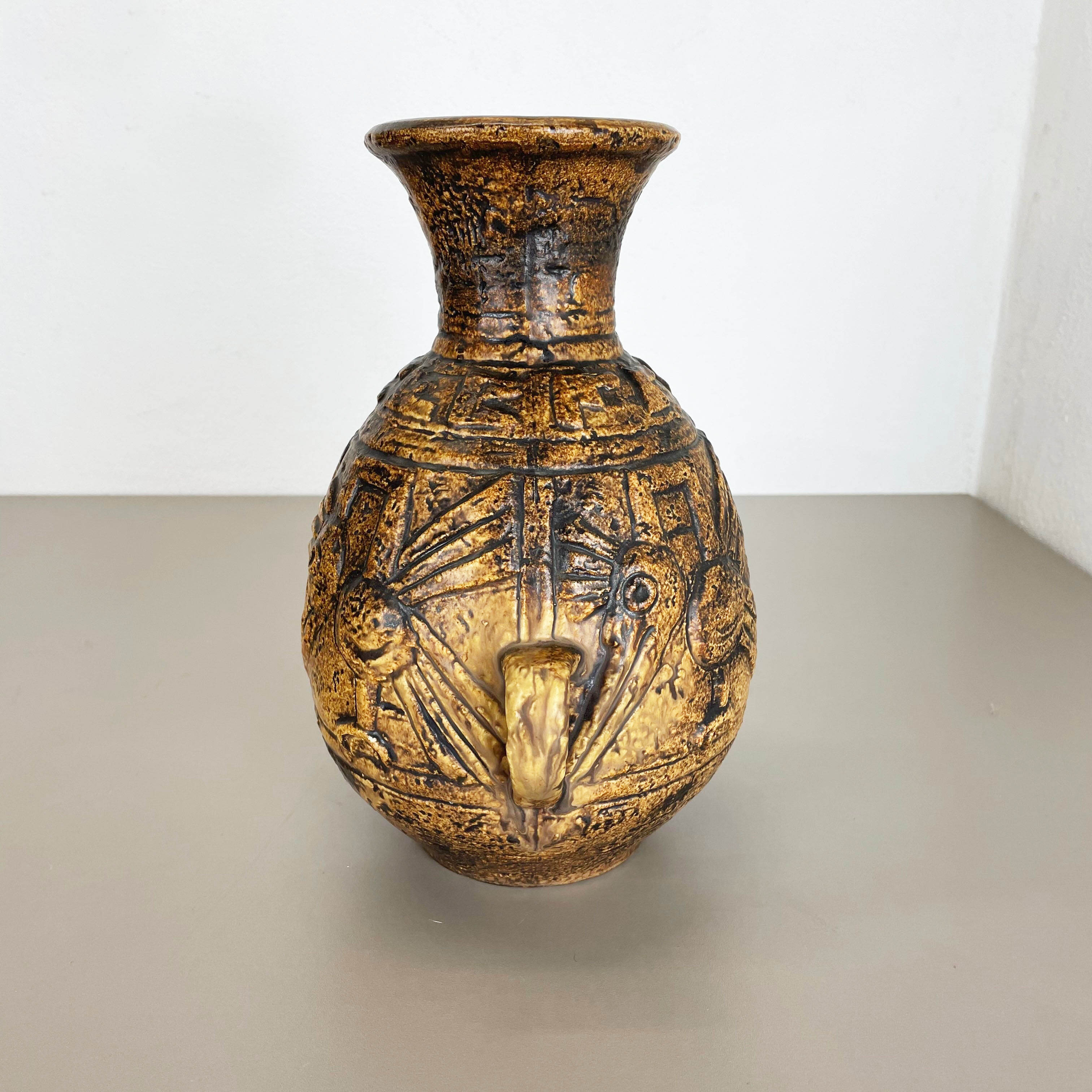 Fat lava pottery "maya tiki" vase by jasba ceramics, germany, 1970s