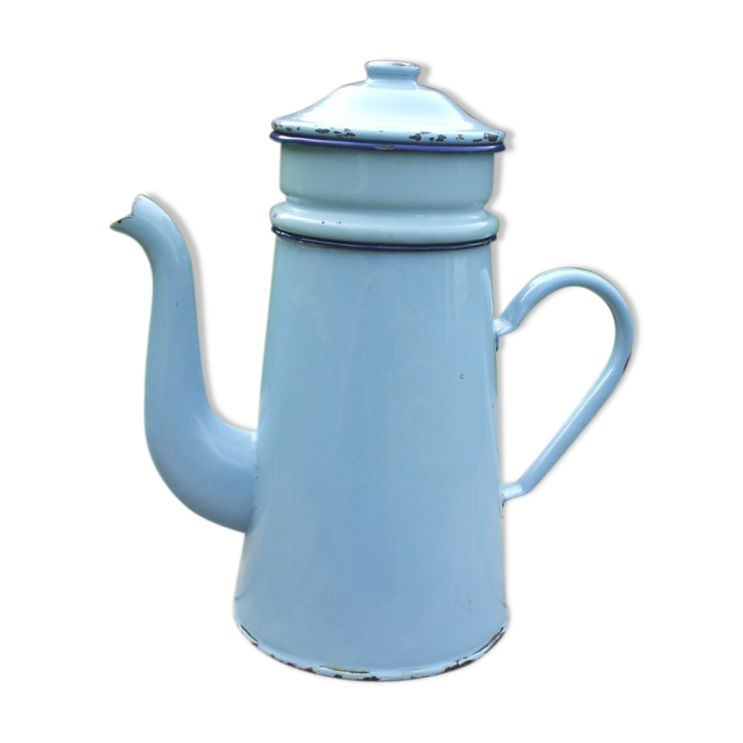 Blue enamel coffee pot