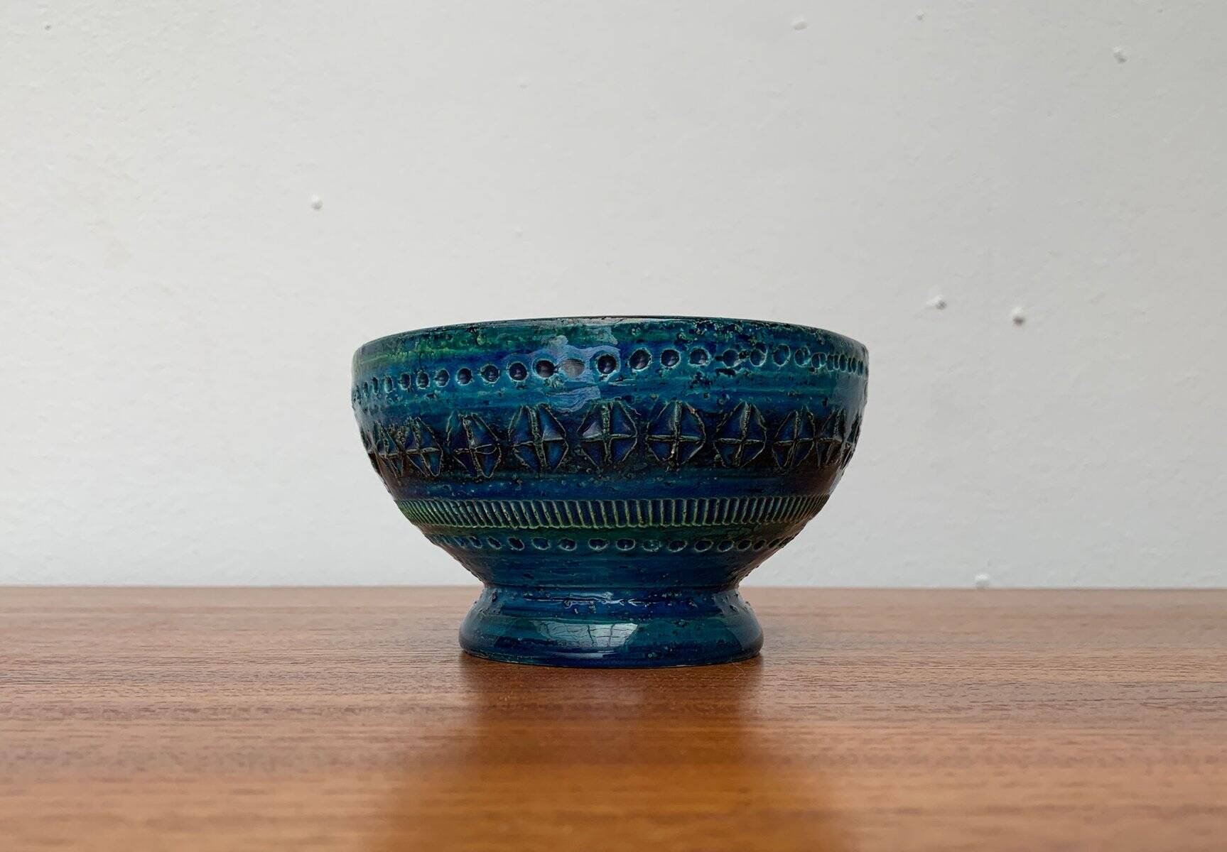 Rimini Blu pottery candlestick by Aldo Londi for Bitossi, Italy, 1960s.
