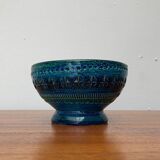 Rimini Blu pottery candlestick by Aldo Londi for Bitossi, Italy, 1960s.