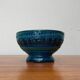 Bougeoir en poterie Rimini Blu mi-siècle par Aldo Londi pour Bitossi, Italie, années 1960