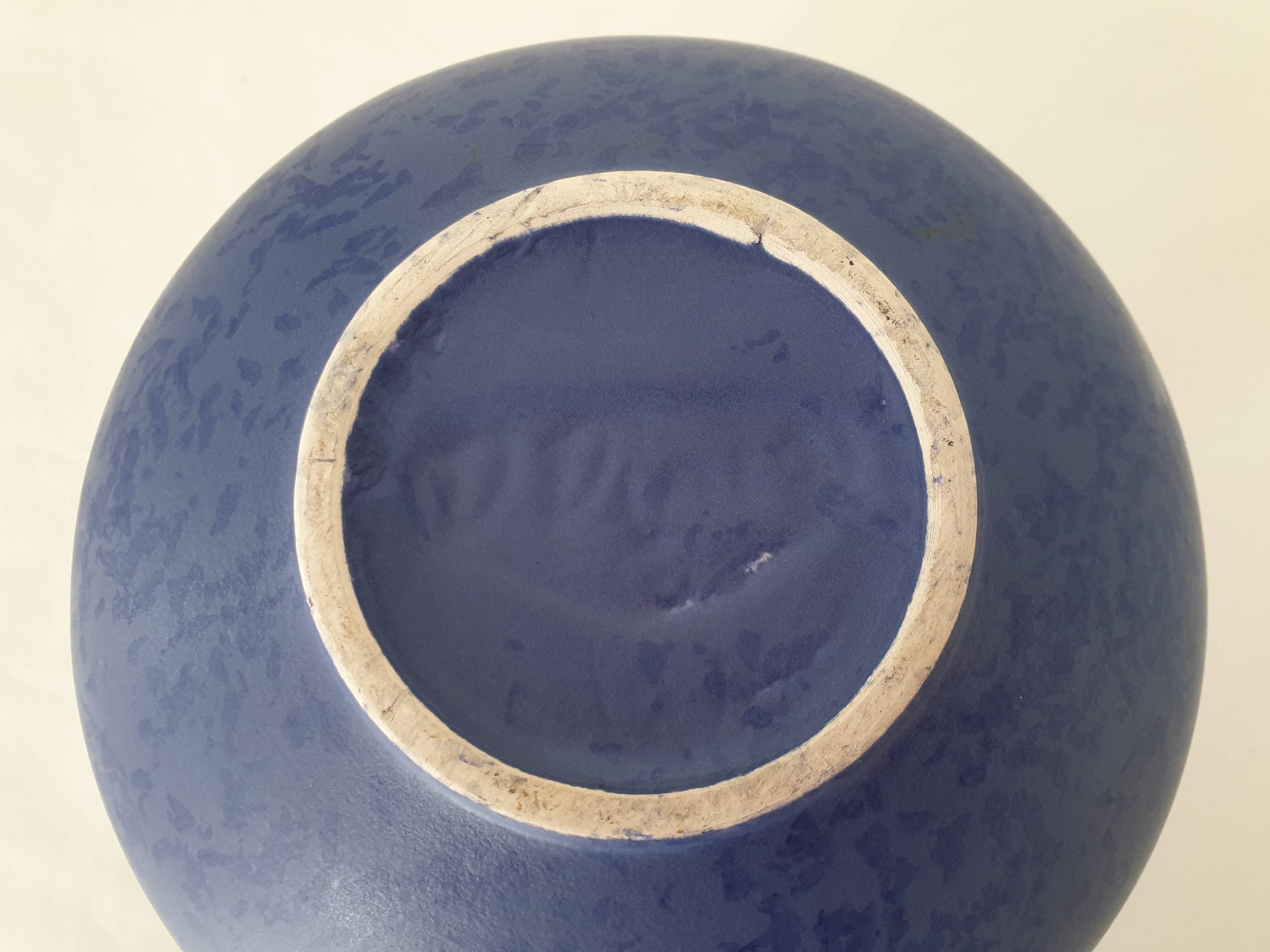 Blue ceramic ball vase diameter 19cm