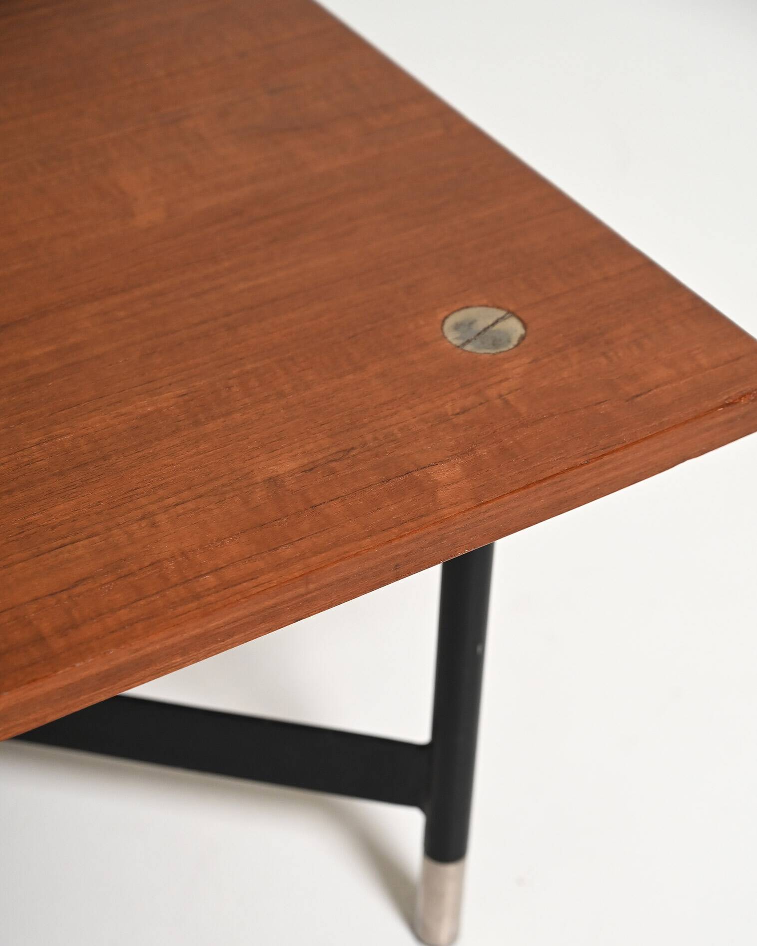 Vintage Italian teak and metal coffee table, 1970s