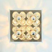 XL Mid Century floral wall light in glass and chrome by Sische, 1960s.