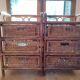Pair of restored vintage rattan bedside tables – 3 drawers