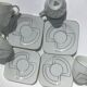 4 fine porcelain cups art deco silver thread