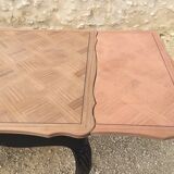 Table de style Louis XV en acajou relookée dessus bois naturel