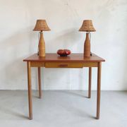 Pair of Table Lamps in Handwoven Wicker and Rattan, France, 1960s