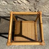 Bamboo and smoked glass side table, 1970s