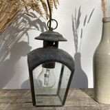 Antique lantern suspension in brass and glass