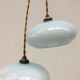 Paire de suspensions vintage en opaline bleu pale