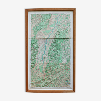 Map IGN relief Saverne, Rhine region in wood frame