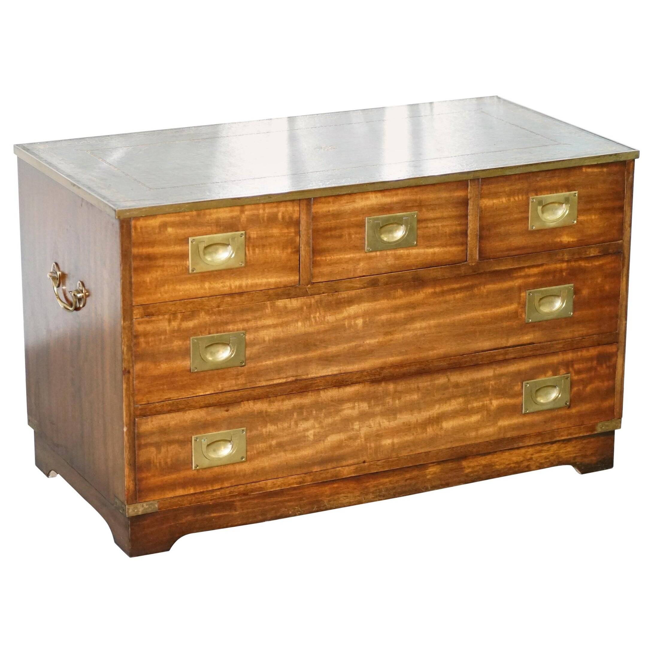 Reprodux Bevan Funnell chest of drawers with a leather top