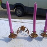 Pair of Bronze Candlesticks with 2 Arms of Lights