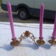 Pair of Bronze Candlesticks with 2 Arms of Lights