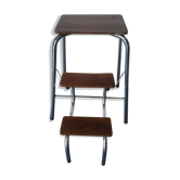 Old retractable wooden stepladder