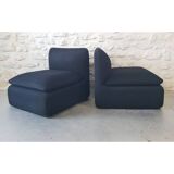 Pair of black Strafor armchairs signed in excellent condition